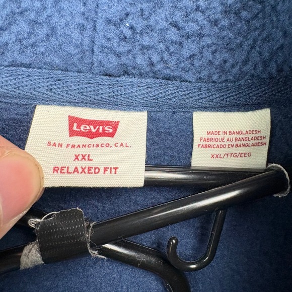 Levi's Men's Blue Fleece Relaxed Fit Quarter‎ Zip Hoodie Sweatshirt XXL - Picture 2 of 8